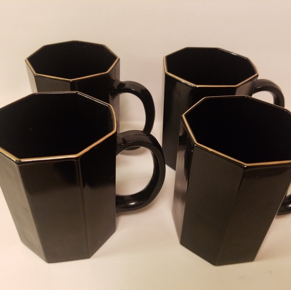 Vintage Dining 4 Vintage Arcoroc France Black Glass Mugs Octime Poshmark